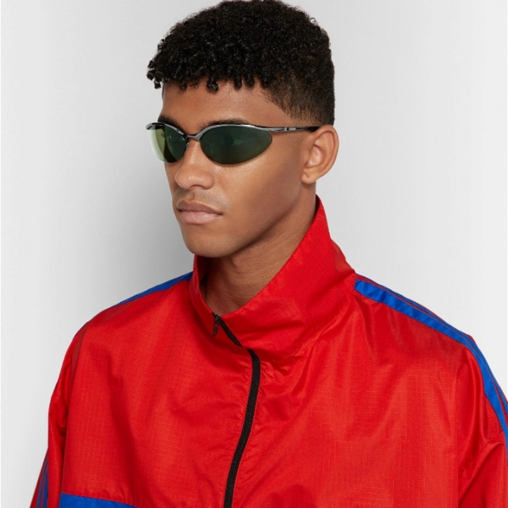 BALENCIAGA OVAL FRAME SILVER TONE METAL SUNGLASSES UNISEX